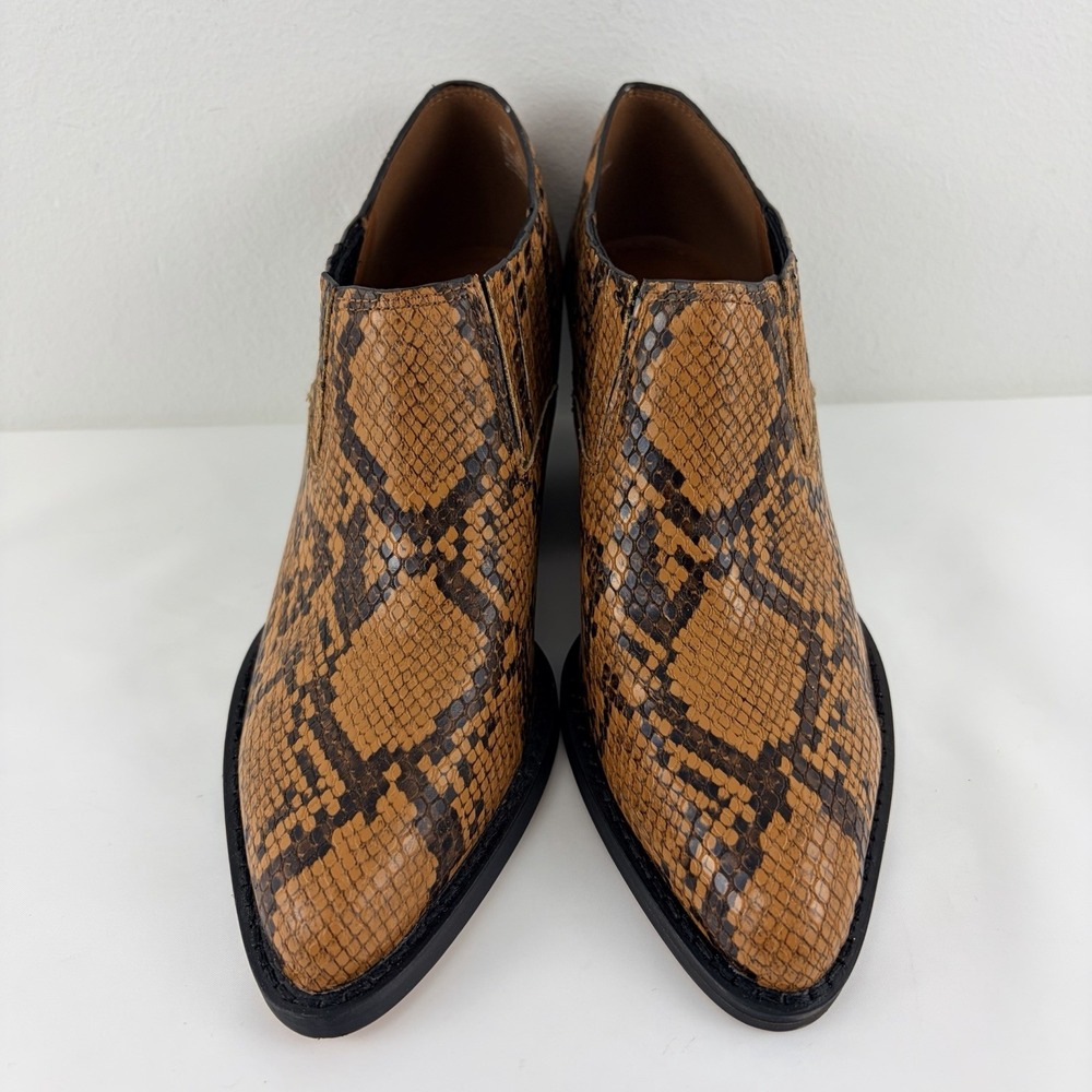 Coach Brown Snake Print Leather Ankle Booties Size 5 Western Chic - Picture 2 of 10